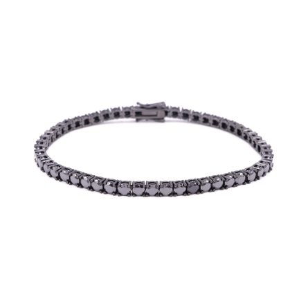 Manufacturer Spot 2-5Mms925 Silver Plated Black Gold + Black Mossan Single Row Tennis Necklace Hip-Hop Accessories - Image 5