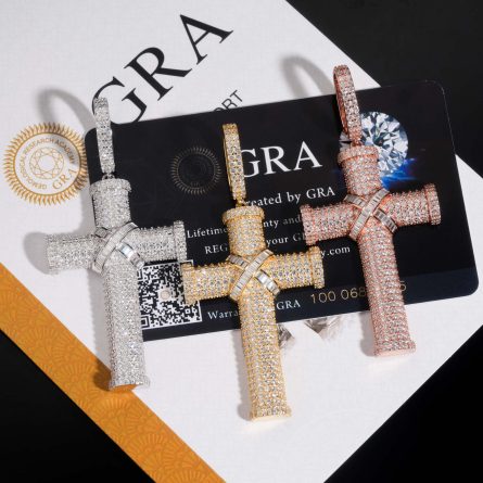 Diamond-Fast New S925 Silver-Inlaid D-Color Moissanite Cross Pendant Cross Border Hip-Hop Pendant Can Be Worn Through Tennis Chain - Image 3