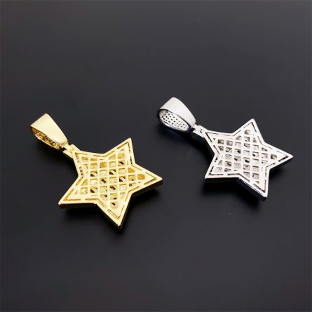 European And American Diamond Hip Hop Copper Inlaid 5A Zircon Five-Pointed Star Pendant Necklace Jewelry Can Be Through Single Stone Chain - Image 4