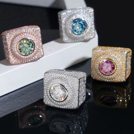 Hip-Hop European And American New S925 Silver-Intact Main Stone 4Ct Color Moissan Ring Men'S Trendy Jewelry Manufacturer Wholesale - Image 2
