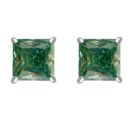 Amazon'S New Men'S And Women'S Blue-Green Princess Square Cut Vvs925 Sterling Silver Earrings Inlaid With Mosan Hip-Hop Earrings - Image 5