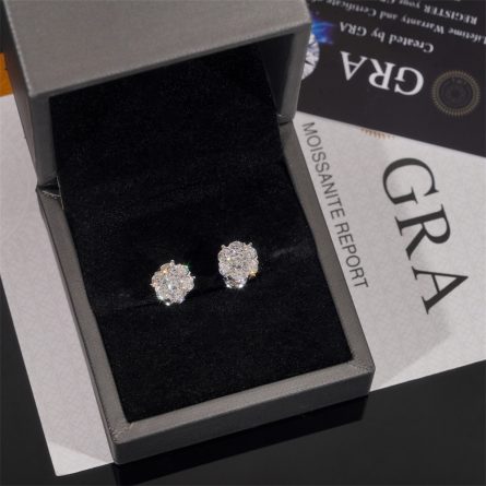 Diamond Hair 2025 New S925 Silver Flower Moissanite Earrings Spot Factory Direct Sales European And American Hip-Hop Light Luxury - Image 3