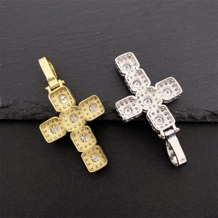 European And American S925 Sterling Silver 5.0Mm Mossanite Cross Pendant Hip-Hop Necklace Accessories Spot Delivery - Image 5