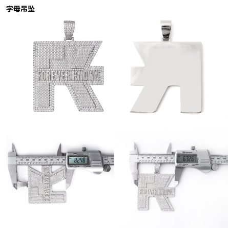 Hip Hop 925 Silver Mossanite Letter Pendant, Men And Women, New European And American Mossanite Diamond Pendant Necklace - Image 5