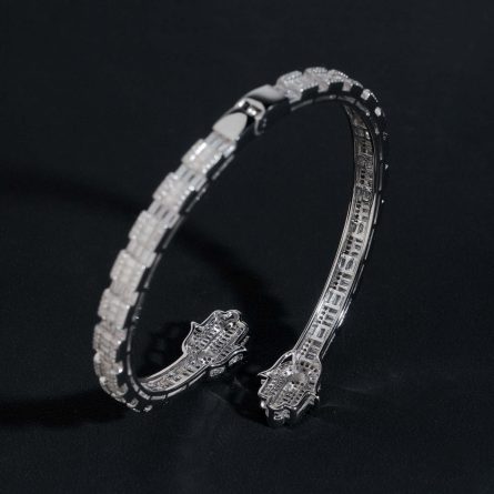 New European And American S925 Silver-Inlaid D-Color Mossanite T-Square Palm Bracelet Hip-Hop Fashion High-End Bracelet - Image 4