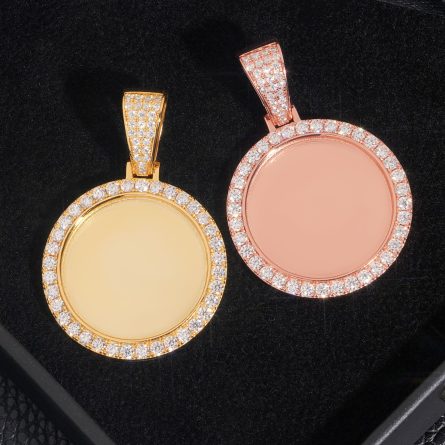 Diamond Hair Trade Hot Sale Round Photo Frame S925 Silver Mossanite Hip-Hop Pendant Universal For Men And Women - Image 2