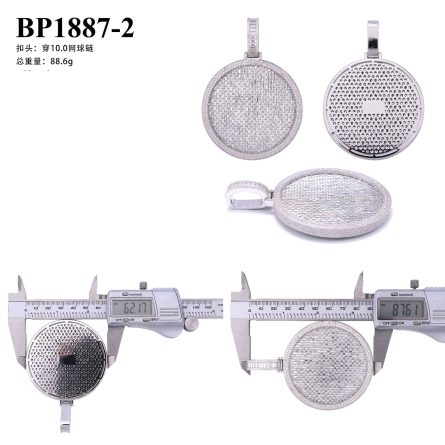 Cross-Border New 2.5-Inch Disc With Hip-Hop Pendant On The Side Is 925 Silver T Square Mossanite 10Mm Necklace - Image 5