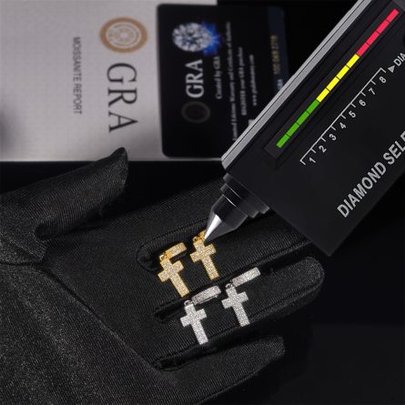 New Cross Earrings For Men And Women In Diamond Hair Jewelry, European And American S925 Inlaid With Mosan Hip-Hop White Ear Ring - Image 4