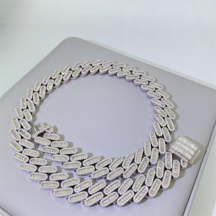 New European And American Necklaces 18Mm Full Of Mossanite S925 Silver Cuban Chain Trendy Necklace Accessories Hot Sale Across Borders - Image 5