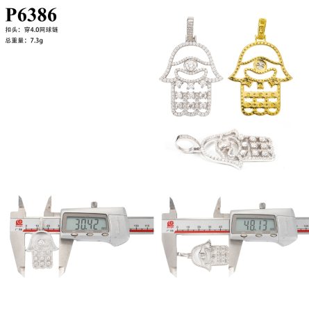 Hot-Selling S925 Silver Inlaid D Color Moissan Trendy Pendant European And American Foreign Trade Palm Hip-Hop Pendant Necklace - Image 5