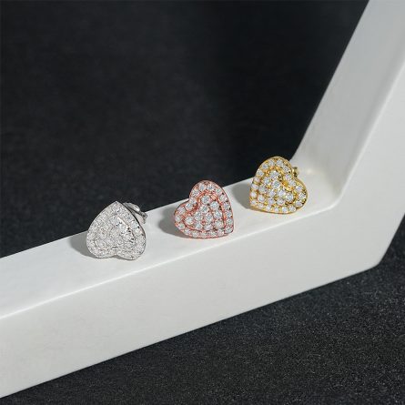 Manufacturer Spot Personalized Heart-Shaped Earrings 925 Silver Mossanite Stone Full Of D Color Vvs European And American Hip-Hop Men And Women Earrings - Image 2