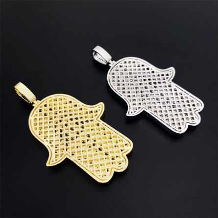 Hot New Copper Inlaid 5A Zircon Large-Sized Palm Full Diamond Pendant Ins Fashionable Personalized Hip-Hop Pendant - Image 4