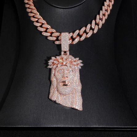 New Style Of Men And Women Jesus Head Hip-Hop Pendant S925 Silver Mosan Pendant Can Wear 10Mm Cuban Chain - Image 4