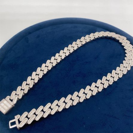 New European And American Necklaces 18Mm Full Of Mossanite S925 Silver Cuban Chain Trendy Necklace Accessories Hot Sale Across Borders - Image 4