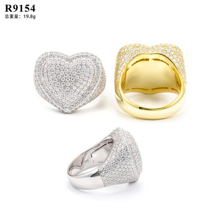 Diamond New Personalized Heart Ring Sterling Silver Moissanite D Color Gra Certificate European And American Trade Men'S Hip-Hop Ring - Image 5