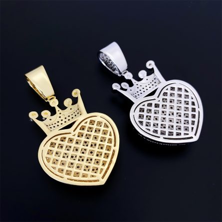 European And American Diamond Hip-Hop Copper Inlaid 5A Zircon Heart-Shaped Pendant Necklace Jewelry Can Be Worn Through A Single Stone Chain - Image 4