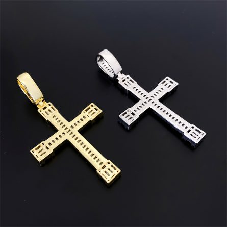 European And American Diamond Hip Hop Copper Inlaid 5A Zircon Cross Pendant Necklace Jewelry Can Be Through Single Stone Chain - Image 4