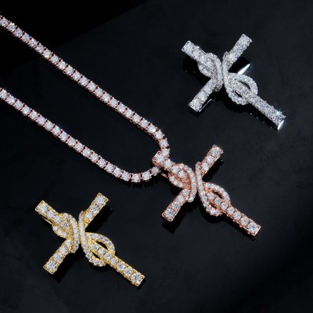 925 Silver Inlaid Moissanite European And American  Hip-Hop Cross Pendant - Image 4