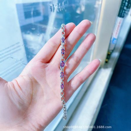 Light Luxury Amethyst Bracelet S925 Sterling Silver Korean Version Internet Celebrity Simple Chain Best Friend Birthday Holiday One Piece Shipping - Image 4