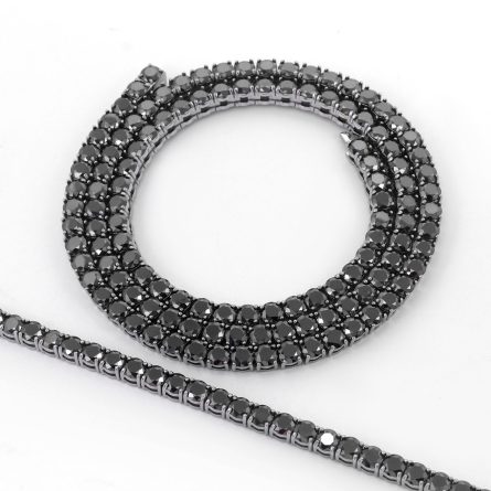 New Product 4-5Mm316L Stainless Steel Inlaid With Black Moissanite Necklace, Trendy Hip-Hop Men And Women Bracelet Jewelry - Image 4