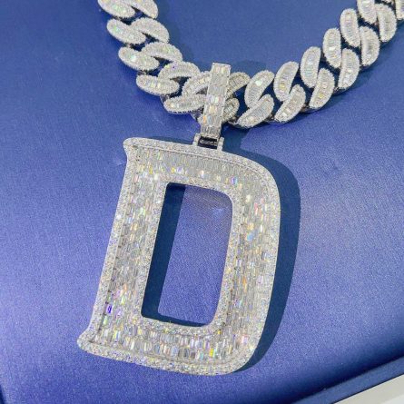 European And American Ins Best Moissanite Stone Hip Hop Letter Pendant 925 Silver Inlaid D Color Moissan Can Be Worn Through 18Mm Wide Chain - Image 3