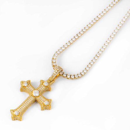 New S925 Silver Cross Hip-Hop Pendant, Men And Women Same Style European And American Hip-Hop Mossan Diamond Pendant Necklace - Image 5