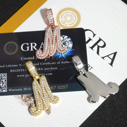 New Letter M Hip-Hop Pendant 925 Silver Mossanite Gra Certificate Pendant Can Be Tested For Diamond Pen - Image 3