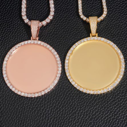 Trade Hot Sale Round Photo Frame S925 Silver Mossanite Hip-Hop Pendant Men And Women - Image 3