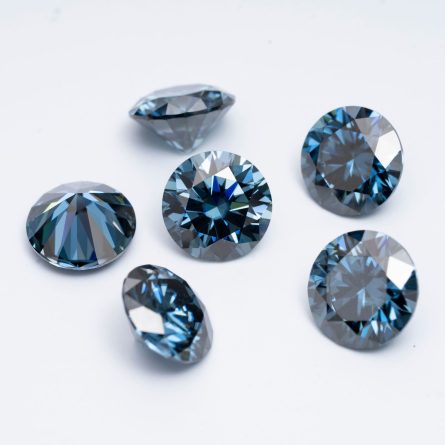 Round colored moissanite original sapphire blue moissanite loose stone ring face 3EX cut one diamond one certificate one waist code - Image 4