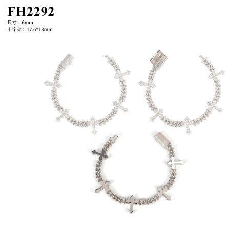 European And American Cuban Chain Single Row Stone 6Mm Full Of D-Color Moissanite S925 Silver Cross Cuban Chain Accessories - Image 5