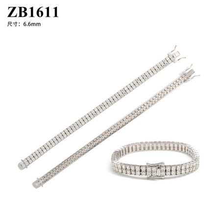 Diamond Hair New Product 3Mms925 Silver Inlaid Mossanite Bracelet European And American Hip-Hop Double Row Stone High-End Tennis Chain Three Rows - Image 5