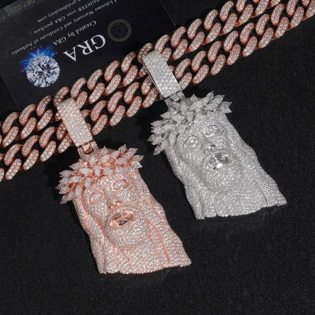 New Style Of Men And Women Jesus Head Hip-Hop Pendant S925 Silver Mosan Pendant Can Wear 10Mm Cuban Chain - Image 3