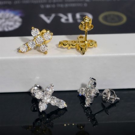 New Cross S925 Silver Hip-Hop Jewelry Df Moissan Earrings For Men And Women - Image 3