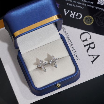 New Cross S925 Silver Hip-Hop Jewelry Df Moissan Earrings For Men And Women - Image 2