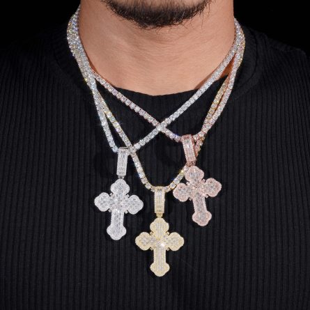 E-Commerce New S925 Silver Moissanite Cross Pendant European And American Hip-Hop Trend Personalized Pendant - Image 2