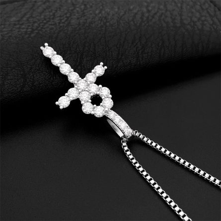 European And American S925 Sterling Silver 4Mm Mossanite Cross Pendant Hip-Hop Necklace Accessories One-Piece Shipping - Image 3