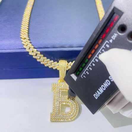 European And American Ins Best Moissan Diamond Letter Hip Hop Pendant 925 Silver Inlaid D Color Moissan Can Be Worn Through A Single Stone Necklace - Image 2