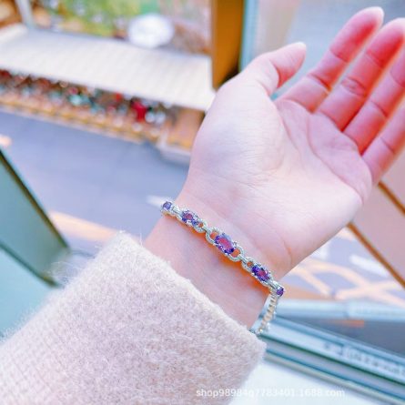Light Luxury Amethyst Bracelet S925 Sterling Silver Korean Version Internet Celebrity Simple Chain Best Friend Birthday Holiday One Piece Shipping - Image 3