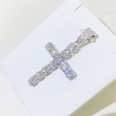 Hot Sale Hip-Hop 6Mm925 Silver Inlaid D Color Mossan Cross Pendant Necklace Jewelry Can Be Worn Through A Single Stone Chain - Image 5