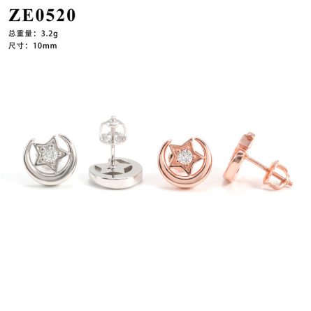 Diamond Hair S925 Silver Mossanite Moon Star New European And American Style Hot Selling Men And Women Suitable For Earrings Fashion Commuting - Image 5