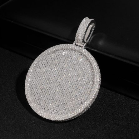 Cross-Border New 2.5-Inch Disc With Hip-Hop Pendant On The Side Is 925 Silver T Square Mossanite 10Mm Necklace - Image 3