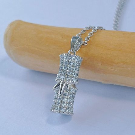 National Trend S925 Sterling Silver Moissan Diamond Bamboo Necklace Bamboo Report Peaceful Clavicle Chain Niche Design Rising Higher And Higher - Image 4