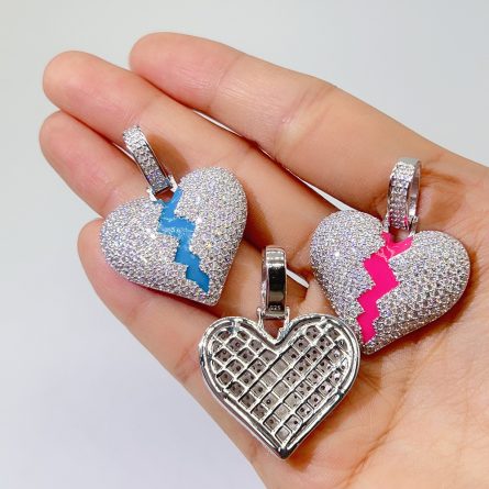 Manufacturer'S New Wax-Dripping Heart-Shaped Hip-Hop Pendant 925 Silver Mossan Pendant Can Be Worn Through A Single Stone Tennis Ball - Image 4