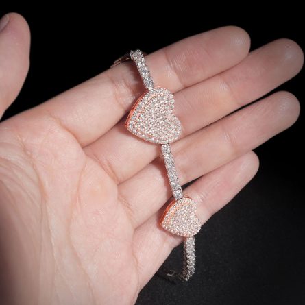 New Products Are Available, Fashionable Items 925 Silver Mossanite Size Heart-Shaped Men And Women Universal Tennis Chain Bracelet Necklace - Image 4