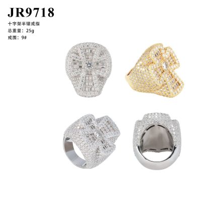 Foreign Trade E-Commerce New Personalized Cross Moisanite 925 Silver European And American Hip Hop Men'S Ring - Image 5