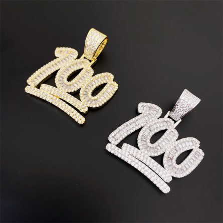 European And American Diamond Hip Hop Copper Inlaid 5A Zircon Digital Pendant Necklace Jewelry Can Be Through Single Stone Chain - Image 2