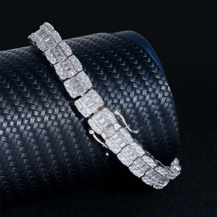 Diamond New 925 Sterling Silver Bracelet Vvs Moissanite 8.5Mm Men'S And Women'S Jewelry Accessories European And American Hip-Hop Bracelet - Image 3