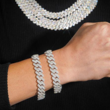 European And American Cuban Chain 13Mm Double Rows Full Of Mossanite S925 Silver Diamond Cuban Chain Trendy Accessories Cross-Border Hot - Image 4
