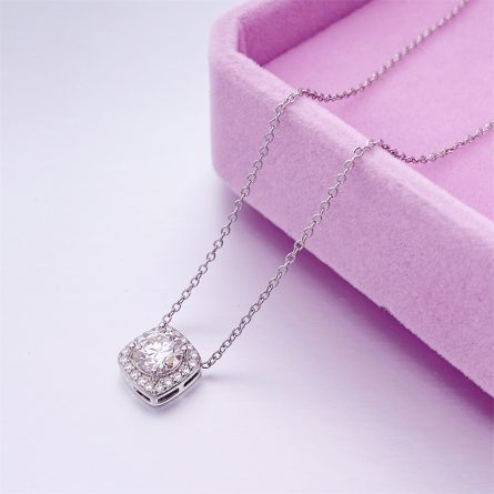 Manufacturer Spot S925 Silver Gold-Plated 1 Carat Classic Square Bag Mossan Diamond Necklace, Instant Diamond Pen One Piece Delivery - Image 3