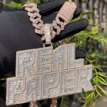 Letter Pendant European And American S925 Sterling Silver Mossanzircon Hip-Hop Pendant Super Large Necklace Tag High-End Quality - Image 3